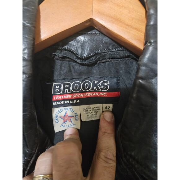 Vintage Brooks Leather Sportwear Motorcycle Jacket Size 42 - Picture 2 of 3